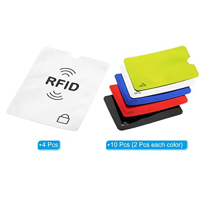 RFID Blocking Passport Sleeve Set, 14 Pack Aluminum Credit Card Holder for Identity Theft Prevention, 5 Colors