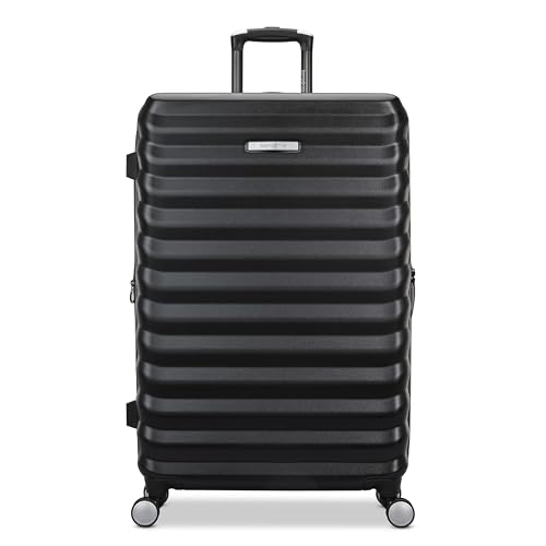 Samsonite Hard-Sided 28-Inch Lightweight Checked Large Expandable Element Suitcase: Durable, 360° Spinner Wheels, Adjustable Telescopic Handle, TSA-Approved Lock - Alpine Black - color: Alpine Black, size: 28-Inch Checked-Large