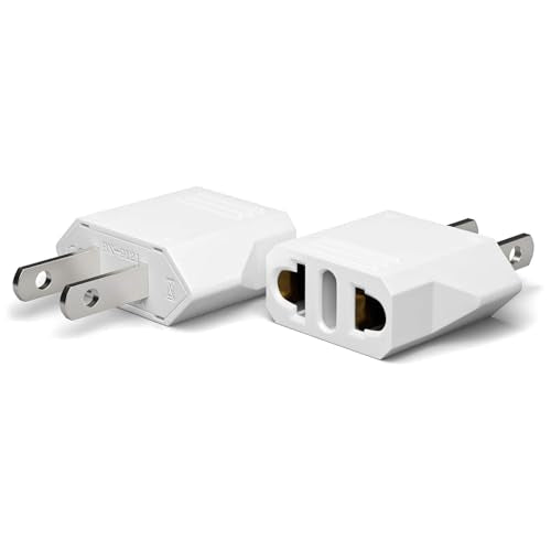 Unidapt European to US Plug Adapter, 220V to 110V Pin Converter, 2-Pack - color: White 2-Pack