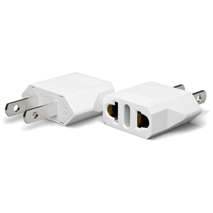 Unidapt European to US Plug Adapter, 220V to 110V Pin Converter, 2-Pack - color: White 2-Pack