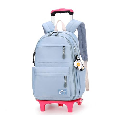 Kids Rolling Backpack with Wheels, Wheeled School Backpack for Girls Boys - color: A-blue Two Wheels, size: Two Wheels