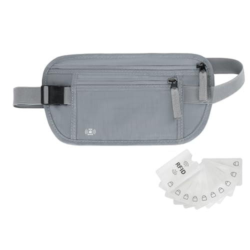 Money Belt for Travel, RFID Blocking, Hidden Money Belt, Passport Holder for Travel (Grey) - color: Grey