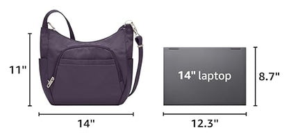 Travelon Anti-theft Classic Crossbody Bucket Bag - color: Purple