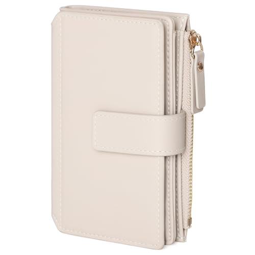 Women Wallet with RFID Blocking,Soft PU Leather Wallet for Women with ID Window, Coin Pocket & 16 Card Slots, Compact Travel Wallet Card Holder With Gift-Box, Beige Gray - color: Grey