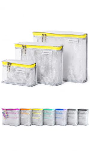 MUMI Travel Toiletry Bag Set of 3 - Clear TSA Approved, Yellow - color: Yellow