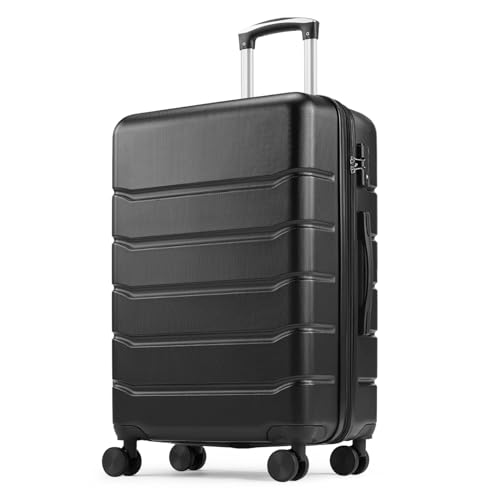 Sweetcrispy 20 Inch Carry On Luggage, Suitcase with Spinner Wheels - color: Black, size: 20 Inch