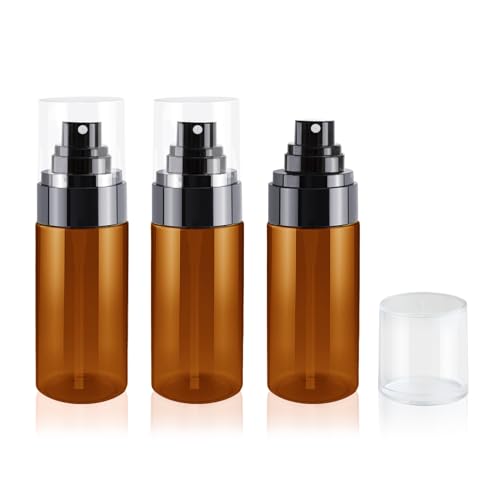 3PCS 50ml Small Spray Bottle Set for Perfume & Face Mist – Refillable Tiny Spray Bottles Kit with Mini Spray Bottle Atomizer for Travel - color: Brown - 1.7oz
