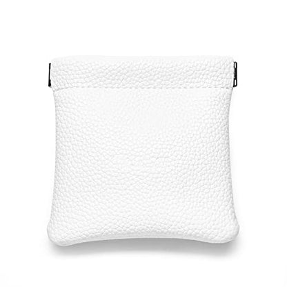 White PU Leather Auto Seal Travel Jewelry Pouch Gift Bag - color: White, size: 4.21"x4.33"
