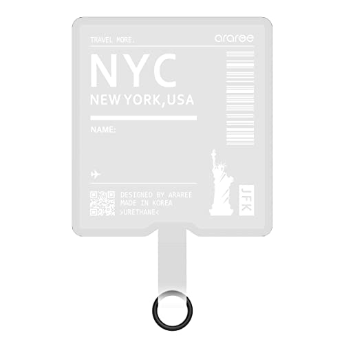 araree Travel More, Phone Lanyard Part for Phone Strap, Universal Phone Tether Tab Without Adhesive with Safety Lanyard Patch Featuring Air Flight Ticket Boarding Pass Design (1 Unit) - NYC CLEAR - color: NYC CLEAR