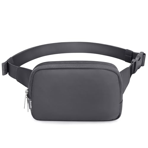 2L Fanny Pack for Women Men, Large Everywhere Belt Bag with Adjustable Strap 55", Crossbody Bag Water-resistant for Travel Sports Runnin Hiking, Fashion Waist Bag Dark Grey - color: Dim Grey