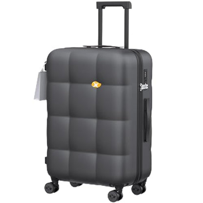 MGB 26" Hardside Suitcases with Wheels,Medium Checked Luggage,Charcoal Grey - color: Charcoal Grey, size: Checked 26 Inch