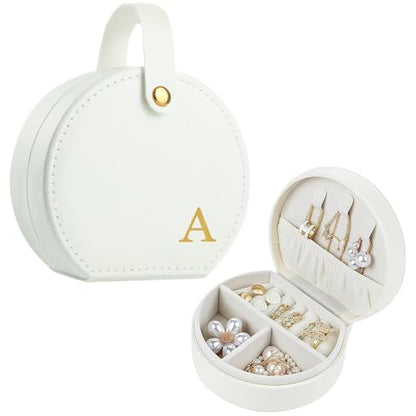 Travel Jewelry Case, Elegant Half-Moon Design with Golden Accents, Detachable Handle, White Personalized Accessory Organizer, Fashion-Forward Gift for Women and Teens(A) - style: A