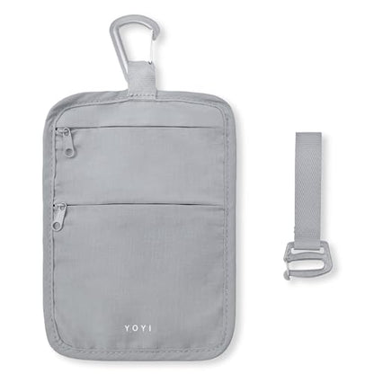 Anti-Theft Belt Waist Travel Wallet Hidden Passport 3-Zone Clip Carabiner - color: Grey