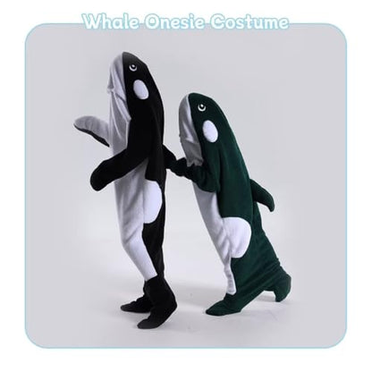 Whale Blanket Hoodie & Onesie - Soft Plush Whale Costume Pajamas for Sleeping - color: Dark Green, size: X-Large