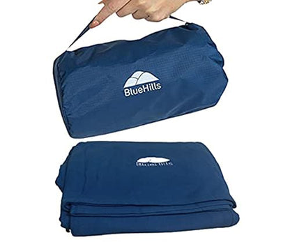 BlueHills Premium Ultra Compact Travel Blanket Pillow Airplane - Navy Blue - color: C001-navy
