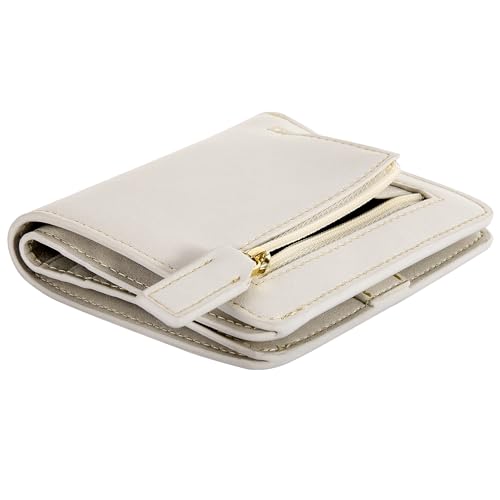 Itslife Women's Rfid Blocking Small Compact Bifold Leather Pocket Wallet Ladies Mini Purse with id Window (White) - color: White