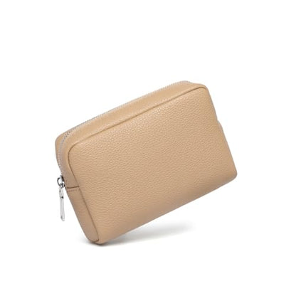 Makeup Bag for Purse Travel Cosmetic Bag (PU Sandy) - color: Sandy