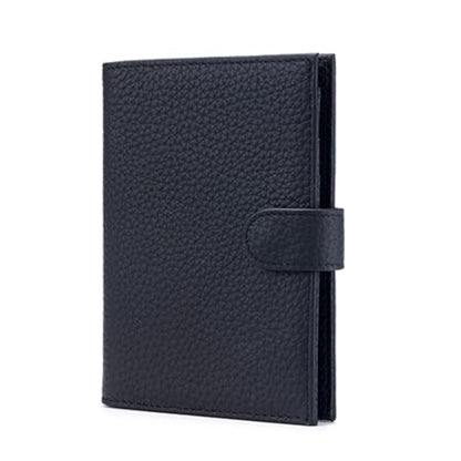 Slim Genuine Leather RFID Passport Holder, Travel Wallet With Cash Holder - color: Black