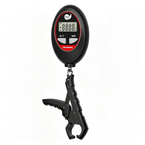SNAIL TRAIL 100 lbs Digital Fishing Weight Scale & 4.6'' Fish Lip Gripper - color: Black & Gripper