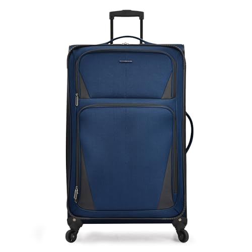 U.S. Traveler Aviron Bay Expandable Softside Luggage with Spinner Wheels, Navy, Large 31-Inch - color: Navy, size: Large 31-Inch