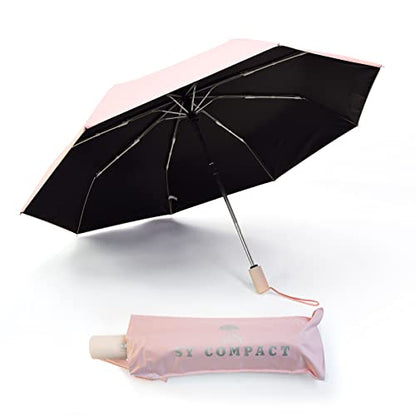 SY COMPACT Umbrella Automatic Travel Waterproof Light Folding Umbrellas Easy Carry for Women and Men - color: Pink
