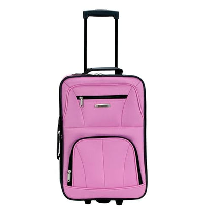 Rockland Fashion Softside 2 Piece Luggage Set, Expandable, (14" Tote/19" Upright), Pink - color: Pink, size: 2 Piece (19"/14" Tote)