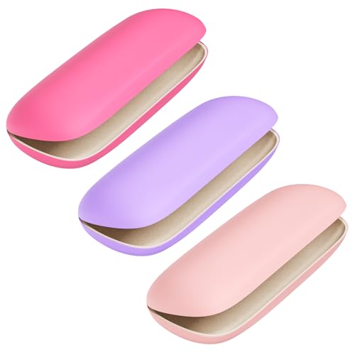 Eyeglasses Case, Hard Shell Protective Case for Glasses, Unisex for Women Men - color: 3 Pack-solid Color-2