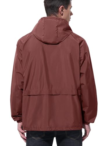 UIQUR Mens Rain Jacket Raincoat Waterproof Windbreaker - color: Red, size: XX-Large