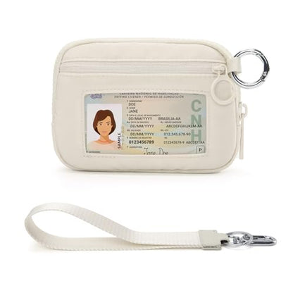 The Iris Wallet Zipper Mini Coin Purse Keychain ID Holder Wallet - color: Beige1