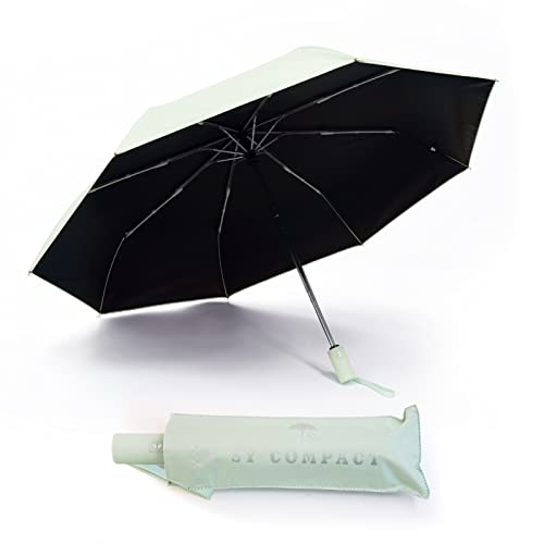 SY COMPACT Umbrella Automatic Travel Waterproof Light Folding Umbrellas Easy Carry for Women and Men - color: Mint Green
