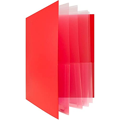 JAM PAPER Heavy Duty Plastic Multi Pocket Folders - 10 Pocket - Red - Sold Individually - color: Red, size: 10 Pocket (Sold Individually)