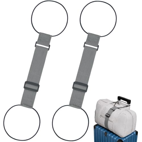 Add Bag Luggage Strap for Suitcases - LHZHLE 2 Pcs Adjustable Bungee Straps - color: 02 Gray