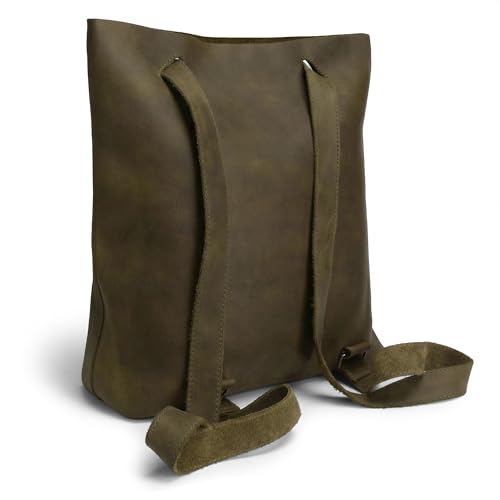 Heather's, Convertible Backpack to Shoulder Bag, Spacious Crossbody for Women, Squared Purse, Full Grain Leather, Handmade - color: Dark Jade