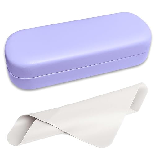Glasses Case Large Hard Shell, PU Leather Protection for Eyeglasses Case - color: Purple