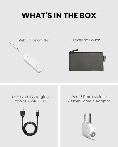 Avantree Relay - Airplane Bluetooth Adapter for 2 AirPods or Headphones - color: 2-White