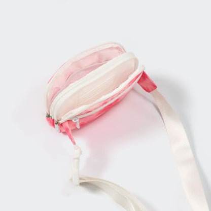 Pander Nylon Fanny Pack Belt Bag for Women with 5 Zipper Pockets - color: Cloud Pink
