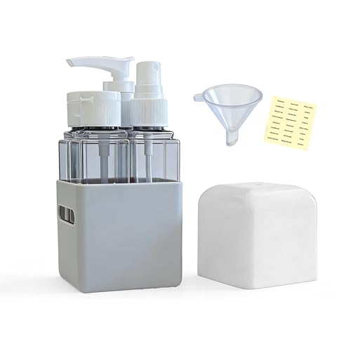 4-in-1 Refillable Cosmetic Containers, TSA Approved Travel Toiletry Kit - color: Light Grey