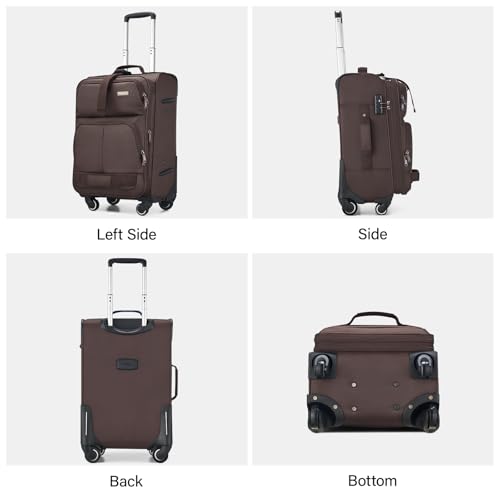 Hanke 28 Inch Softside Expandable Checked Luggage with 4 Spinner Wheels - color: Coffee, size: 28 Inch