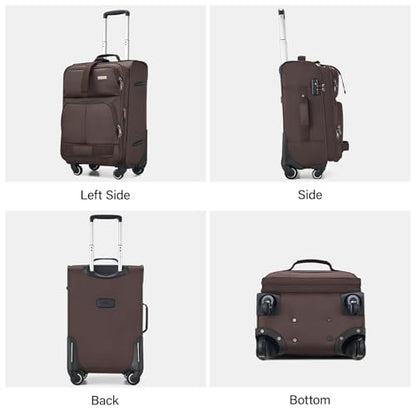 Hanke 24 Inch Softside Expandable Checked Luggage with 4 Spinner Wheels - color: Coffee, size: 24 Inch