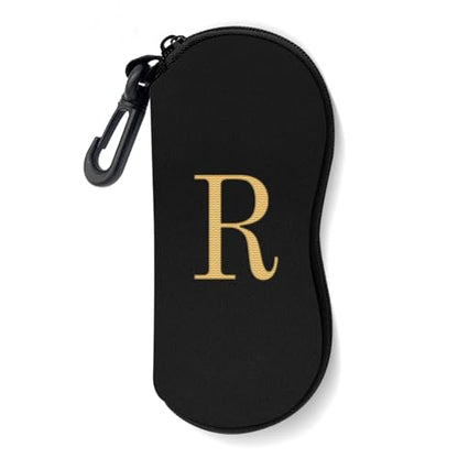 Initial Sunglasses Soft Case, Ultra Light Portable Neoprene Zipper Glasses Case for Men Women - color: Letter-r