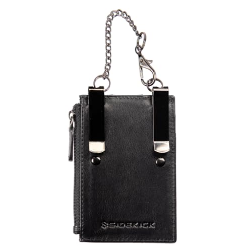 RFID Blocking Boot Wallet with Security Chain & Zipper Lock – Genuine Leather Wallets for Men, Travel Wallets Women, Minimalist Leather Card Holder - color: Black Embossed