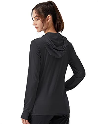 Soothfeel Women's UPF 50+ Sun Protection Shirt Hoodie Jacket Lightweight - color: A-black, size: Small