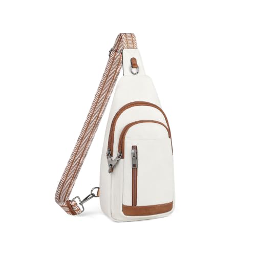 HomemeDiary Anti Theft Crossbody Bags for Women, RFID Sling Backpack Purse - color: White & Brown
