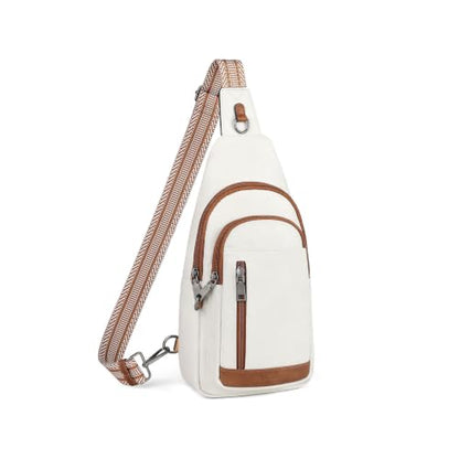 HomemeDiary Anti Theft Crossbody Bags for Women, RFID Sling Backpack Purse - color: White & Brown