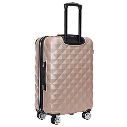 Kenneth Cole REACTION Diamond Tower Collection Lightweight Hardside Expandable 8-Wheel Spinner Travel Luggage, Rose Champagne, 24-Inch Checked - color: Rose Champagne, size: 24-Inch Checked