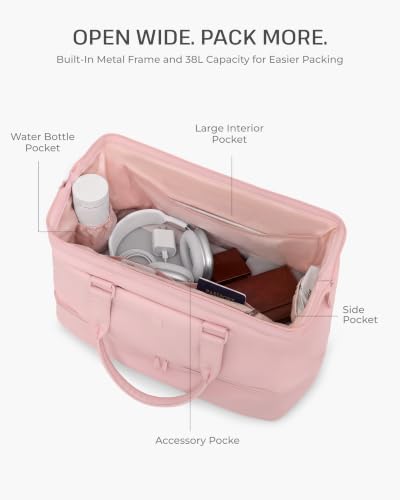 Coolife Luggage 3 Piece Set: Carry-On Suitcase, Duffel Bag, Toiletry Bag - color: Pink, size: 3-Piece Set (20''/Duffel/Toiletry Bag)