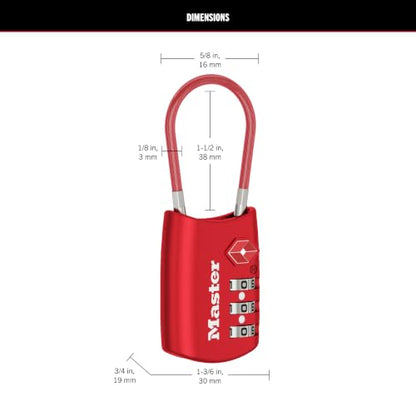 Master Lock 4688D Set Your Own Combination TSA Approved Luggage Lock, 1 Pack, Red - color: Red, size: 1 Pack
