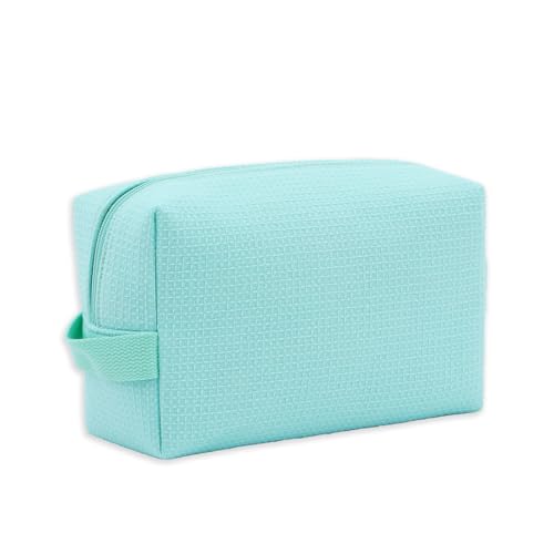DYSHAYEN Small Waffle Makeup Bag for Travel, Mint - color: Mint