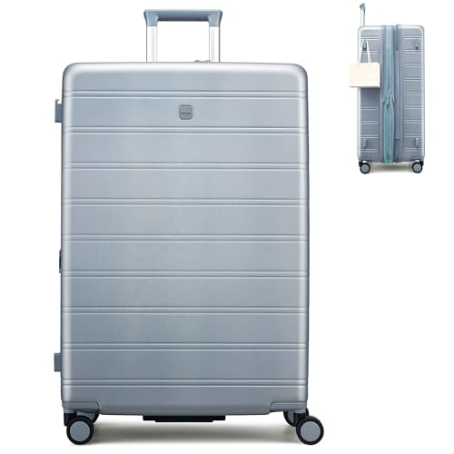 MILADA 28 Inch Large Expandable Checked Luggage Suitcases with Wheels - color: Arctic Silver, size: Checked Large 28 inch