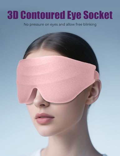 Sleep Eye Mask for Men Women, EVA BELLE Light Blocking Sleeping Mask for Side Sleeper, 3D Contoured Cup Night Blindfold, Lash Extensions 3D Sleeping Mask with Adjustable Strap for Travel, Night & Nap - color: 02-pink